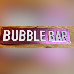 BaubleBar Pink Metal Sign for Home Dining Bar